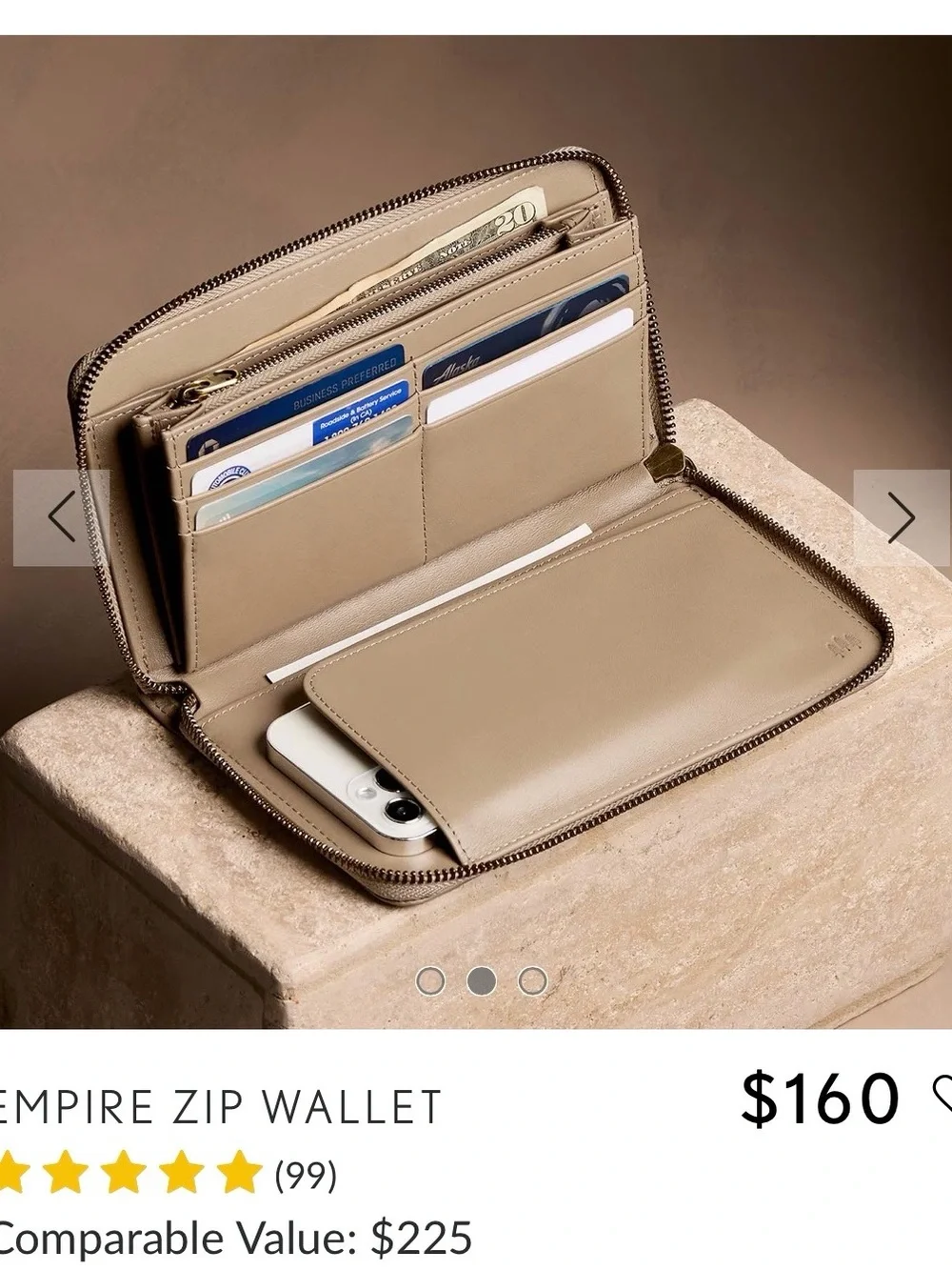 Portland Leather Zip Wallet in Taupe